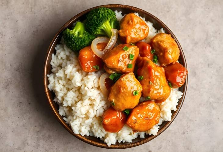 Savory Tsos Chicken with Broccoli and Rice